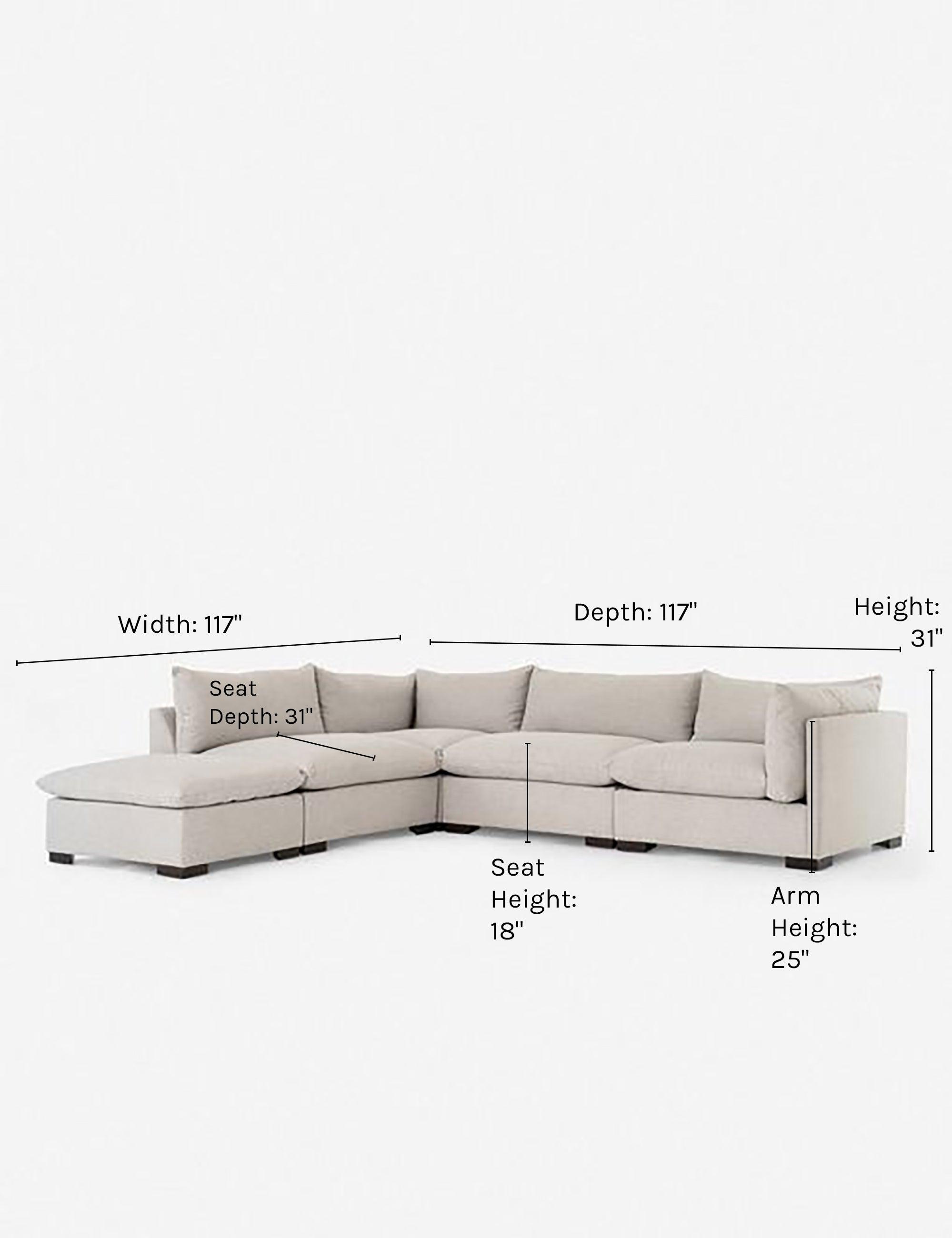 Bennett Moon Modular Sectional Sofa with Ottoman and Pillow Back