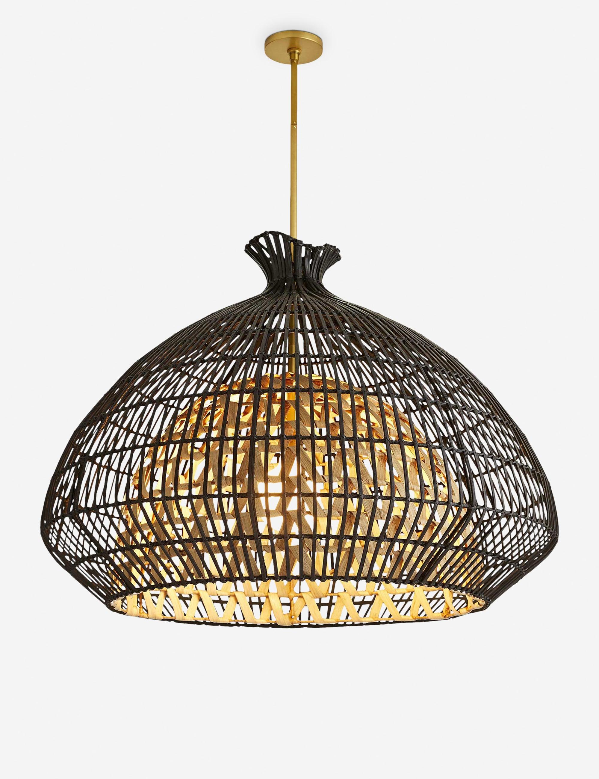 Rimini 35.5" Dual-Layer Brass & Glass Bowl Pendant Light