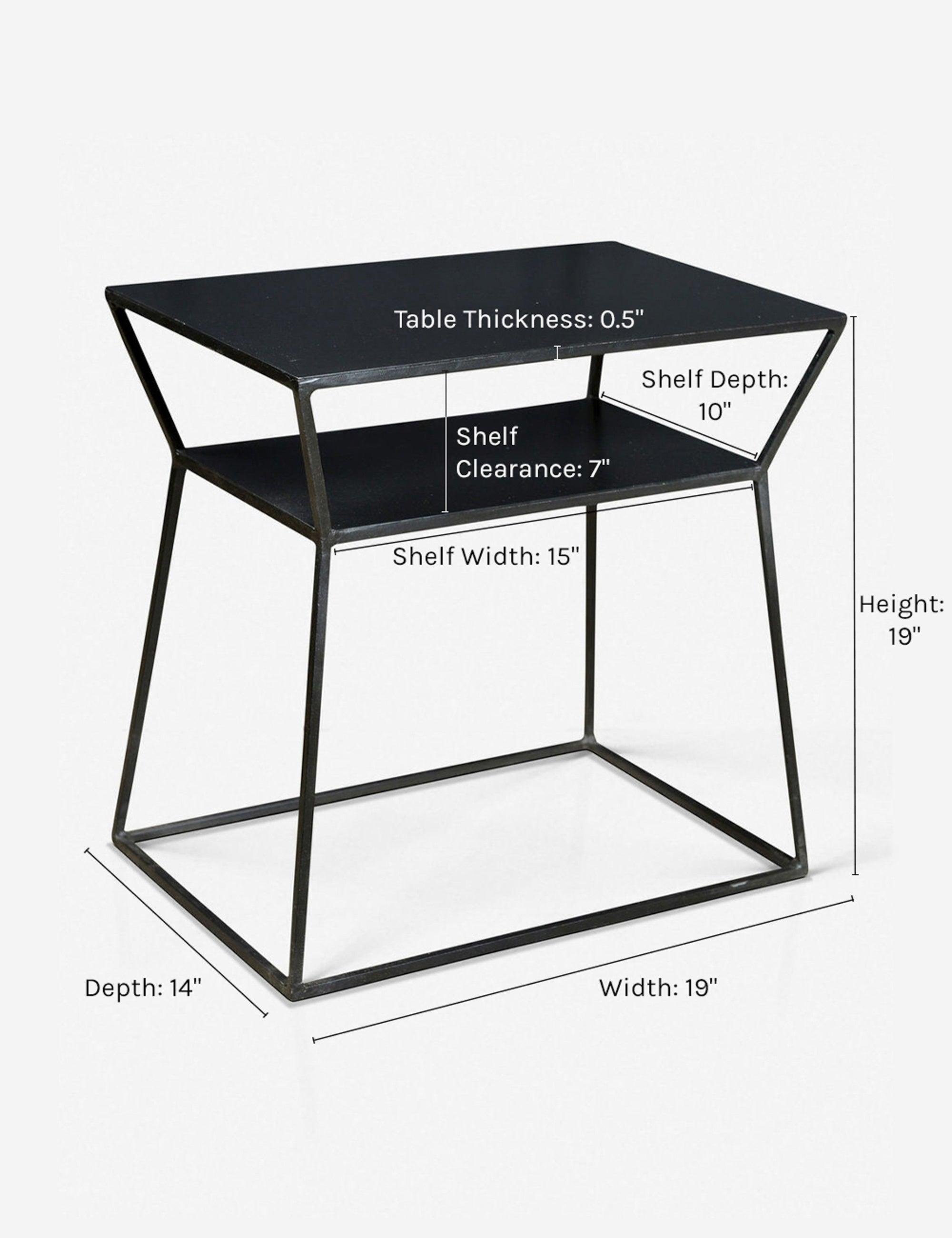 Osaka Sleek Black Metal Rectangular Side Table