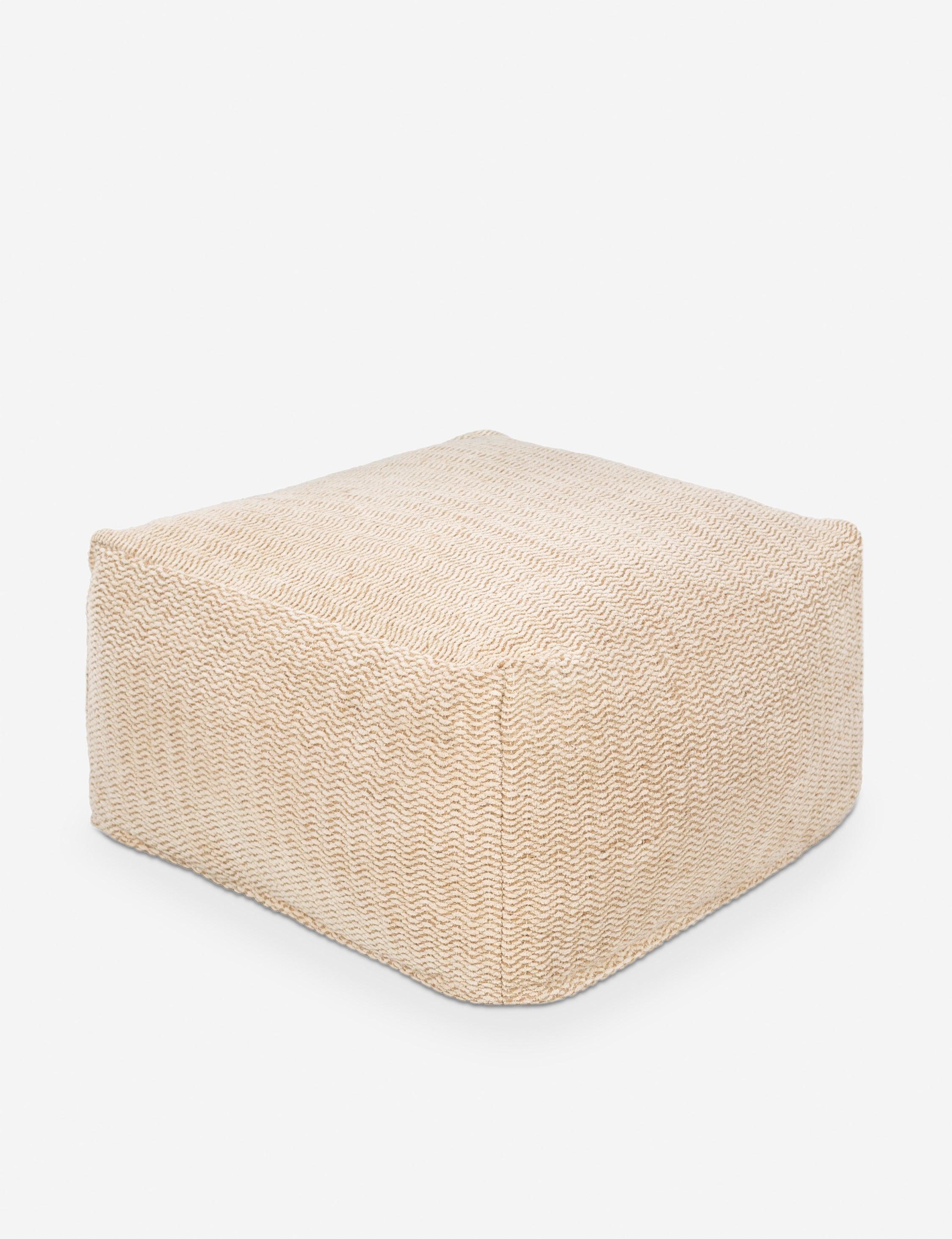 Haya 24" Square Beige Cotton-Jute Blend Pouf Ottoman