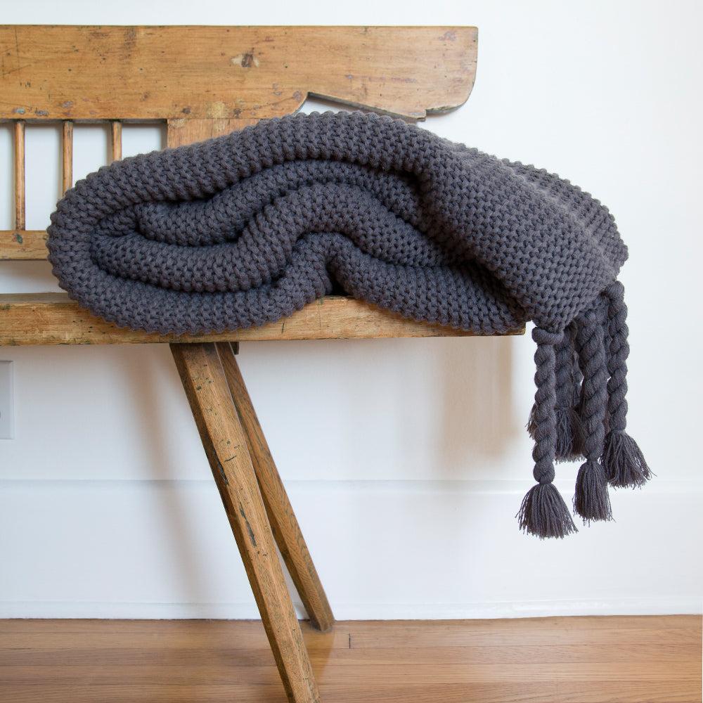 Trestles Chunky Knit Throw by Pom Pom at Home - Midnight