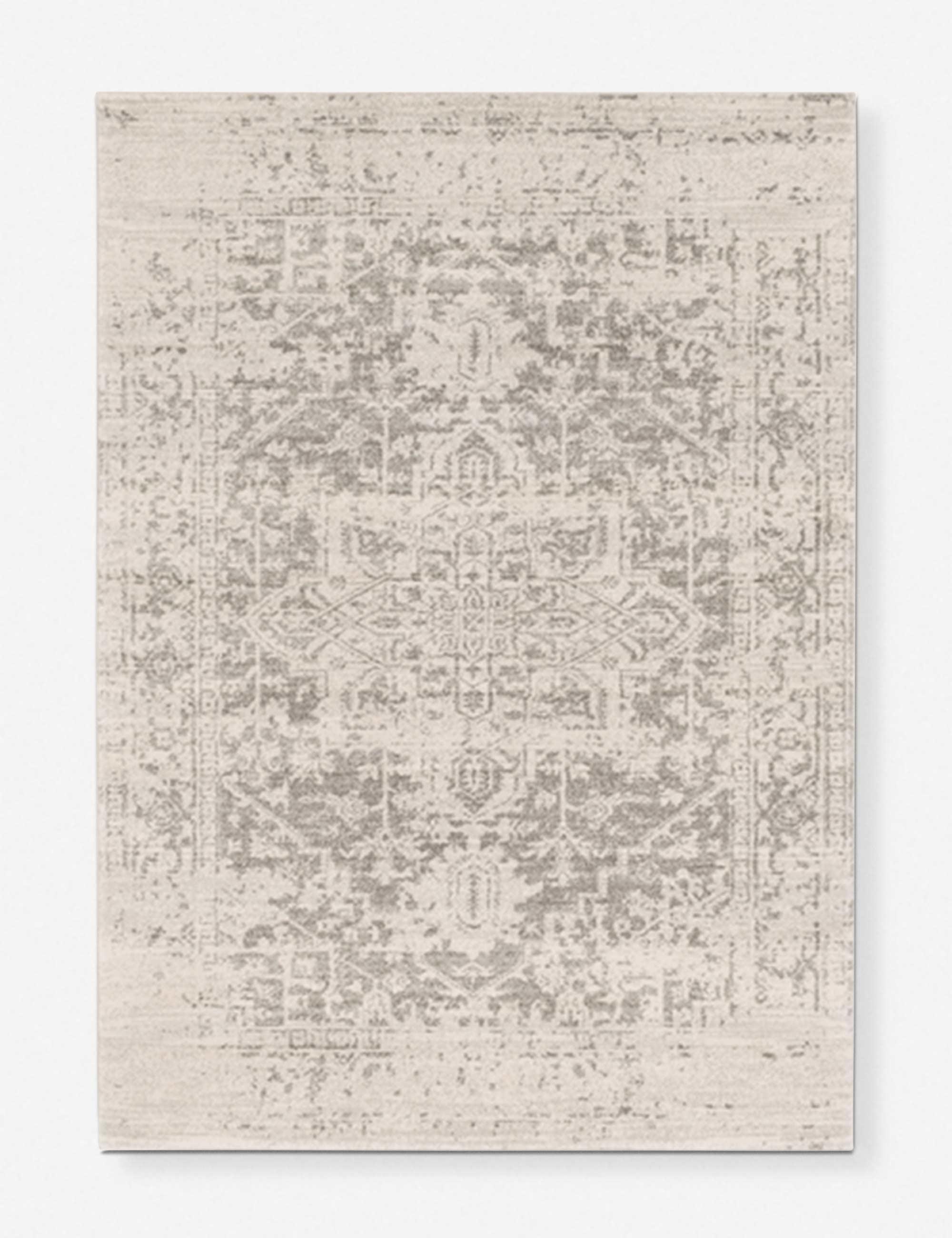 Reversible Gray Synthetic Rectangular Rug, 7'10" x 10'3"