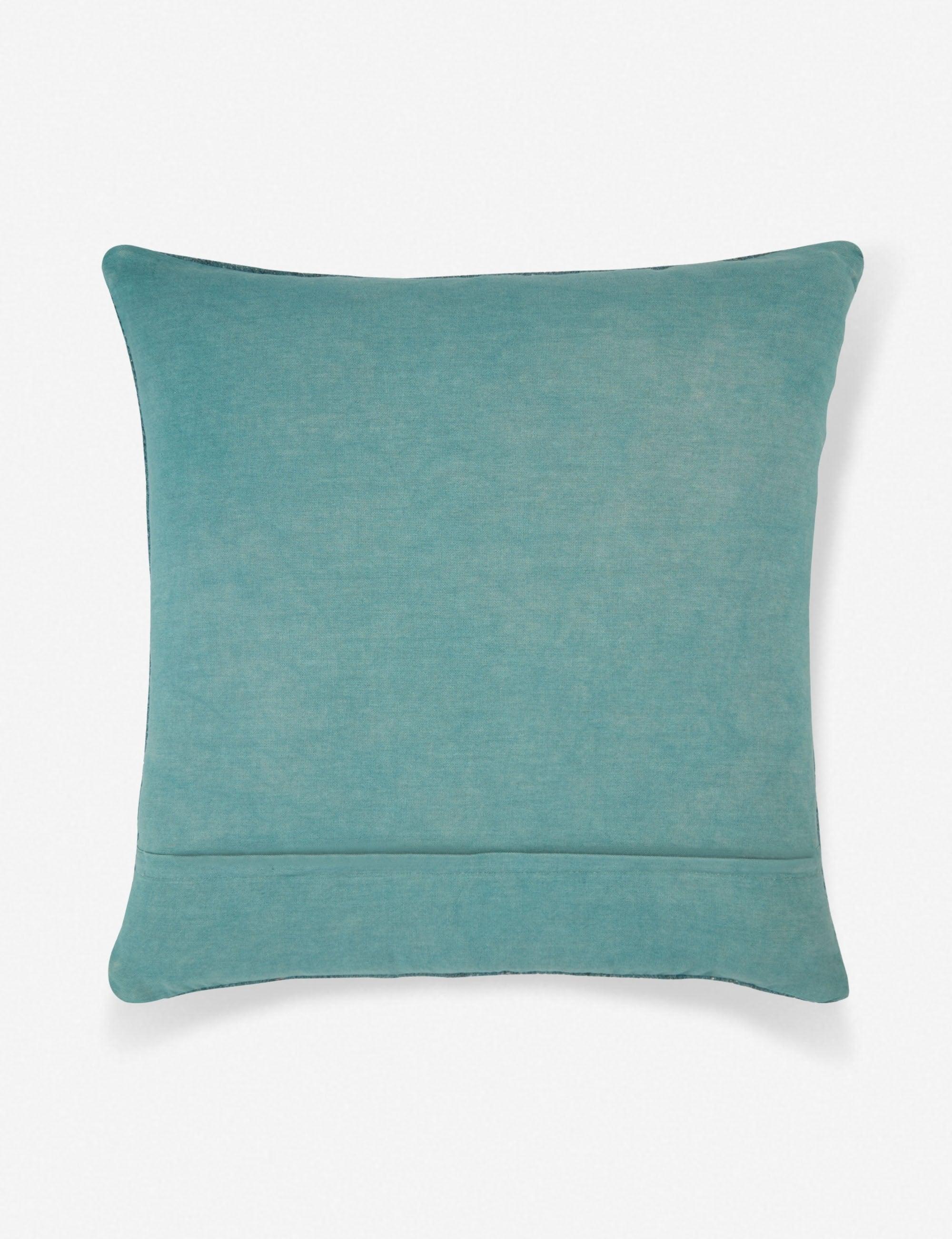 Zaida Embroidered Round Teal Throw Pillow 24"