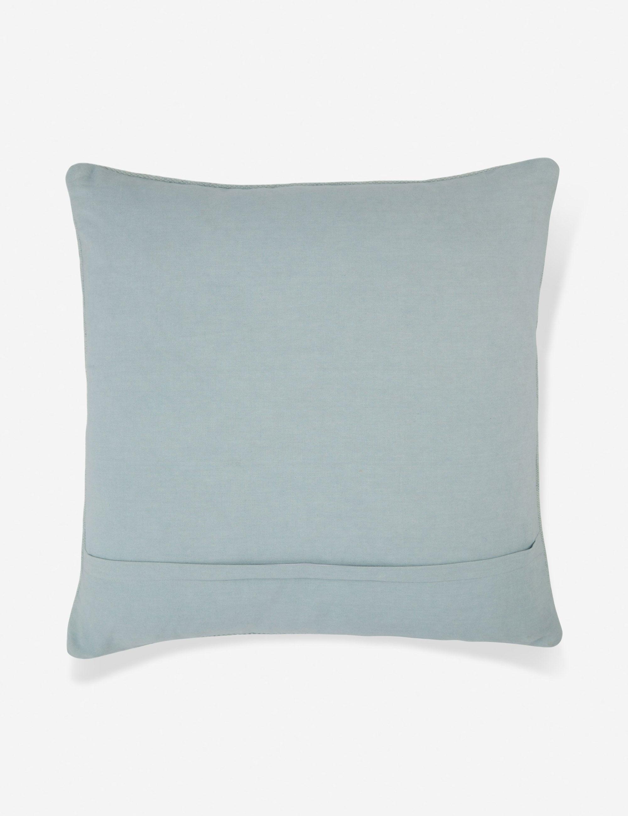 Arabesque Sky Blue Embroidered Cotton 24" Square Pillow