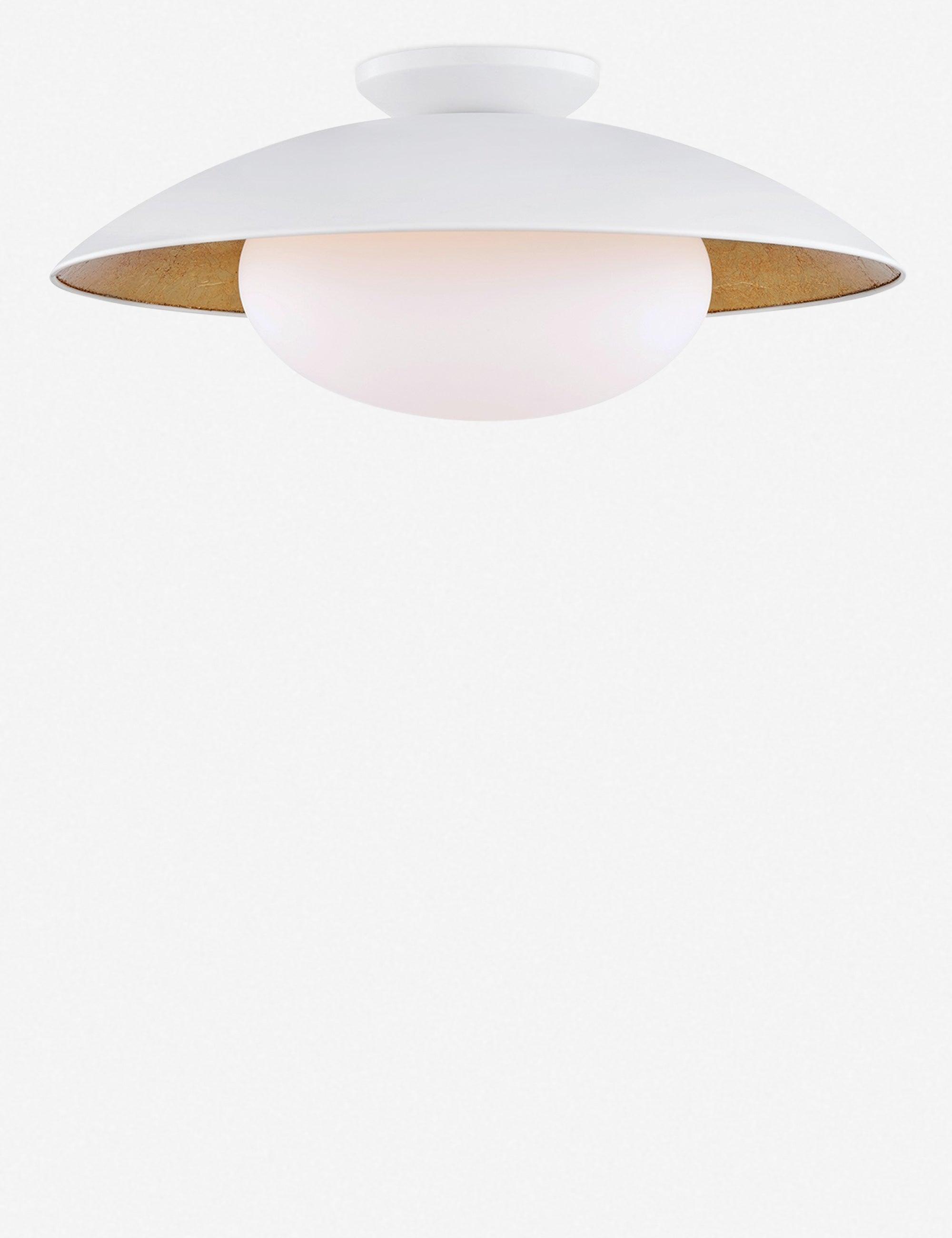 Cadence Contemporary 1-Light Semi-Flush Bowl in White Lustro & Gold Leaf