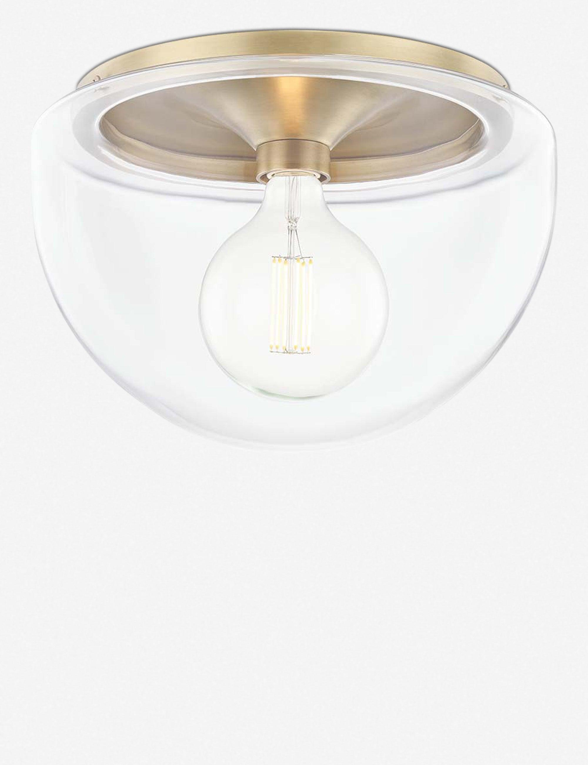 Grace Aged Brass 1-Light LED Flush Mount with Clear Glass Shade