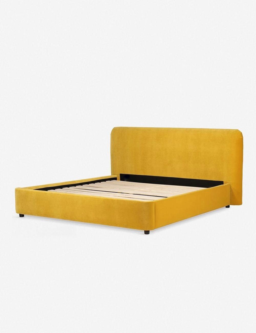 Zien Bed - Mustard Velvet / King