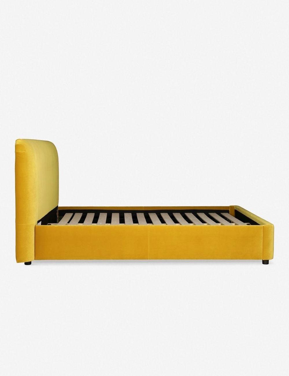 Zien Bed - Mustard Velvet / King