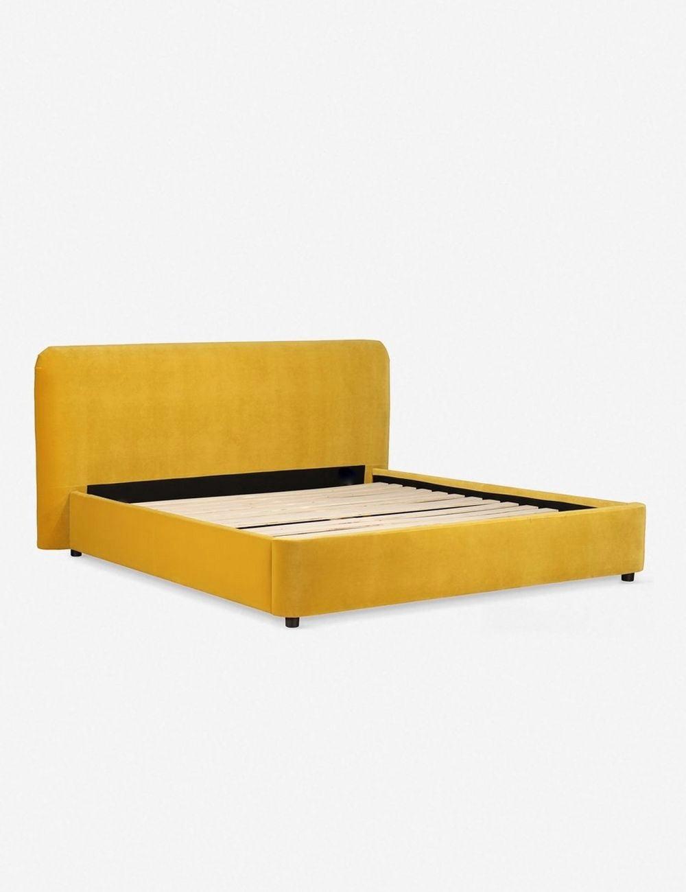 Zien Bed - Mustard Velvet / King