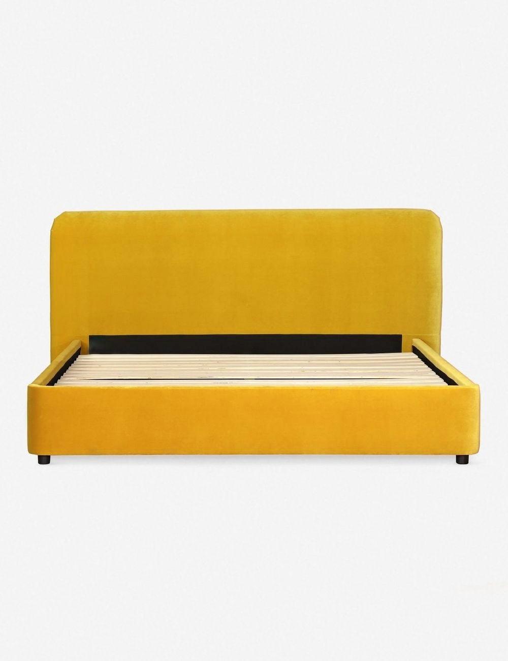 Zien Bed - Mustard Velvet / King