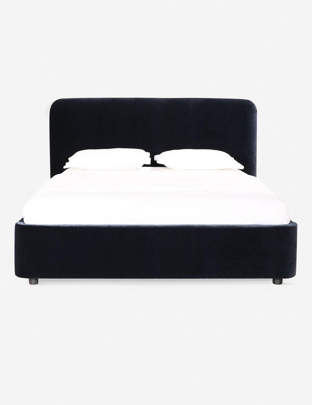 Regal Blue Velvet King Platform Bed with Pine Frame