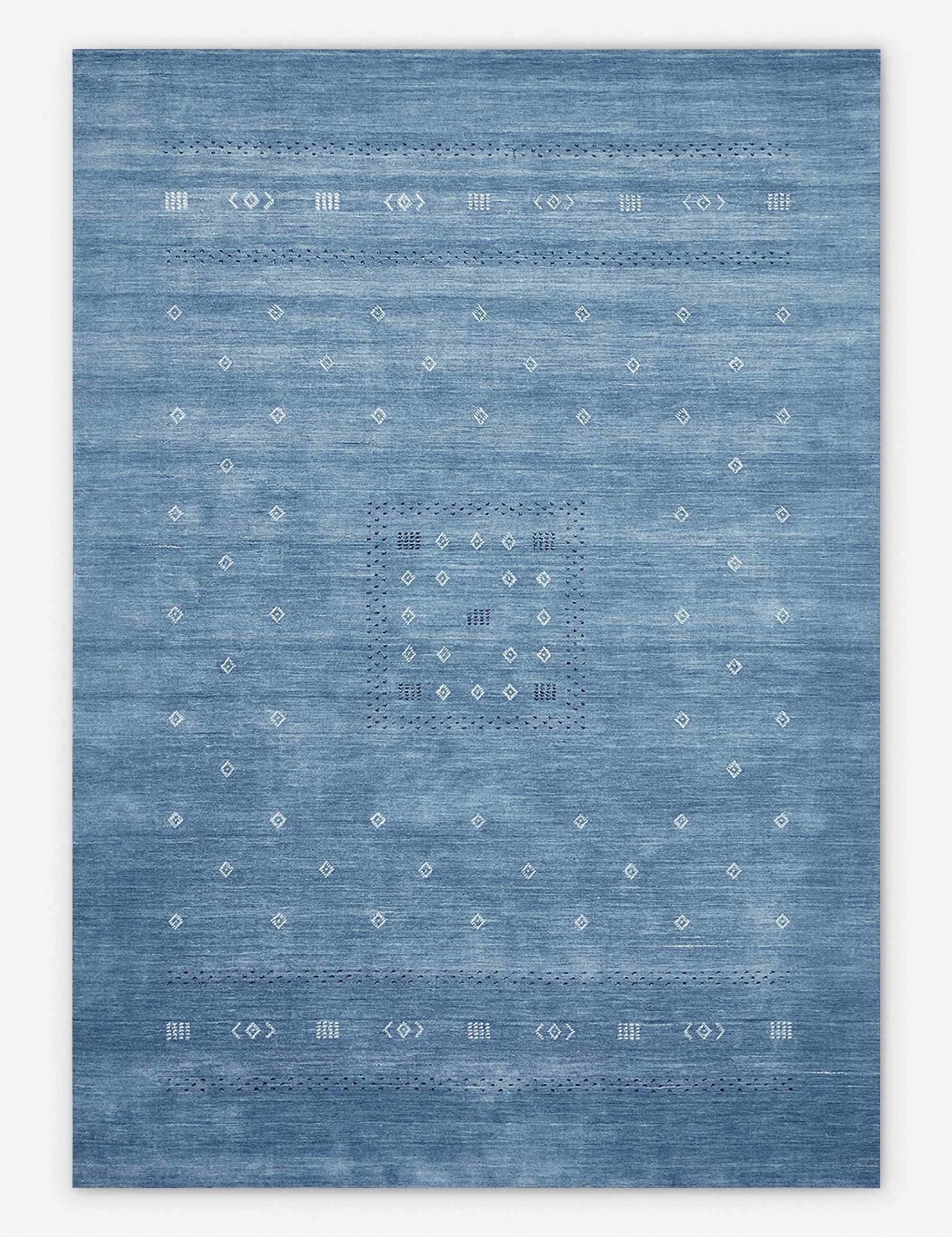 Sapphire Geometric Hand-Knotted Wool Rug 9' x 12'