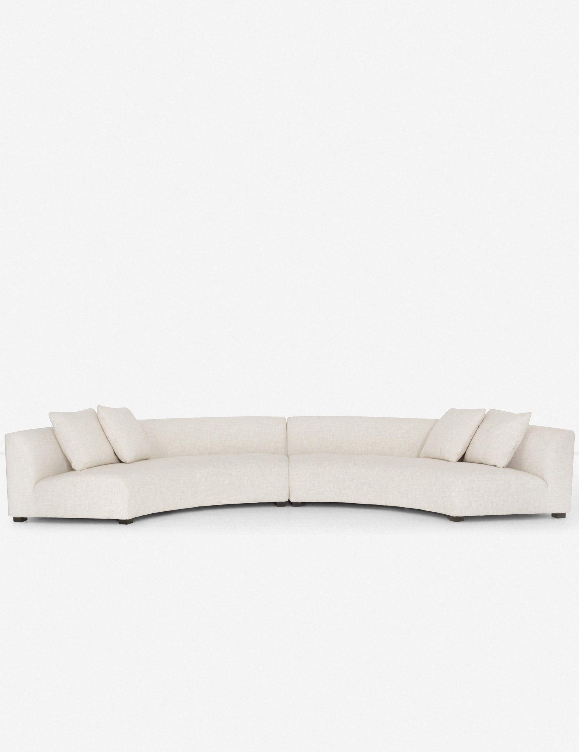 Saban 2-Piece Curved Sectional Sofa - Ivory Linen