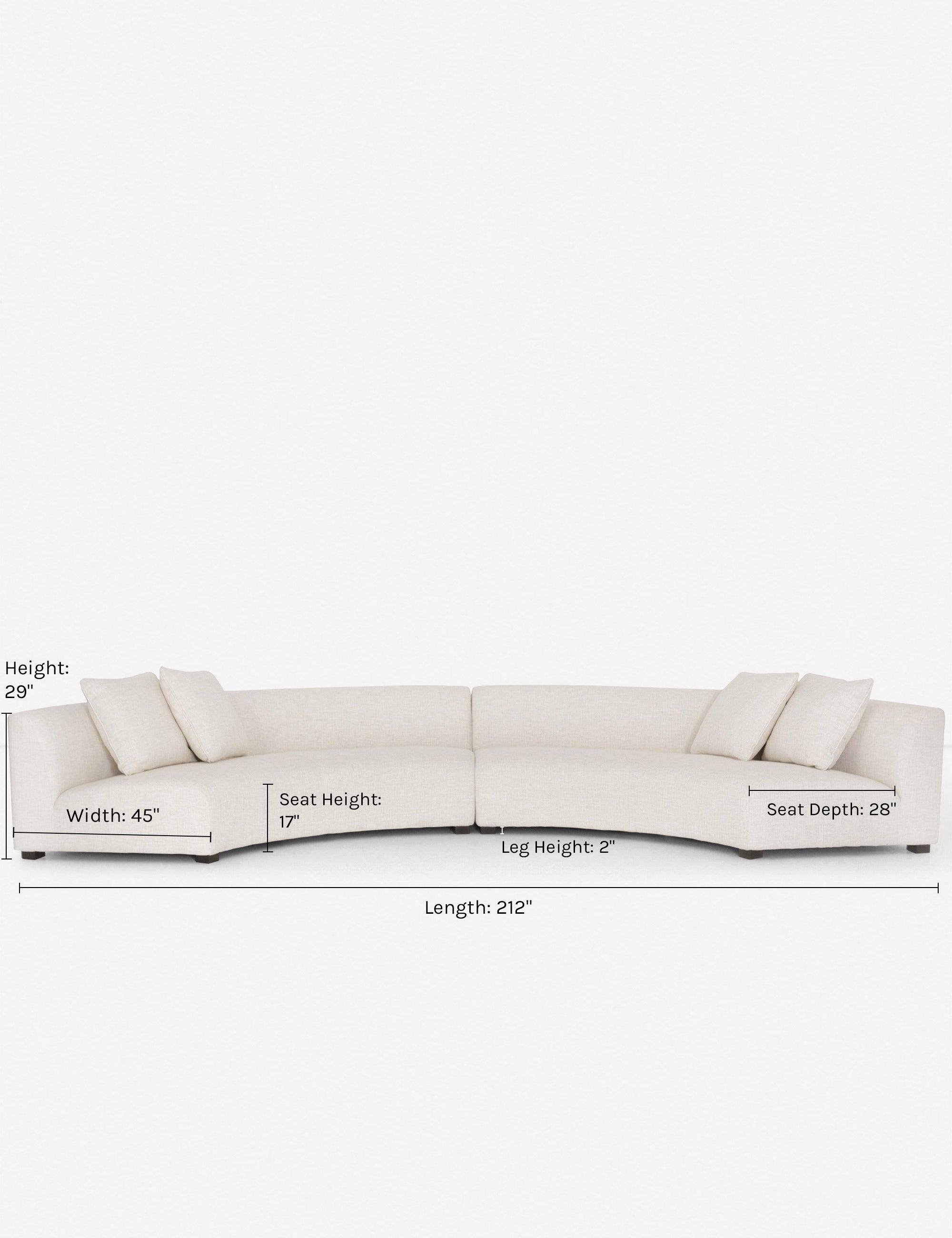 Saban 2-Piece Curved Sectional Sofa - Ivory Linen