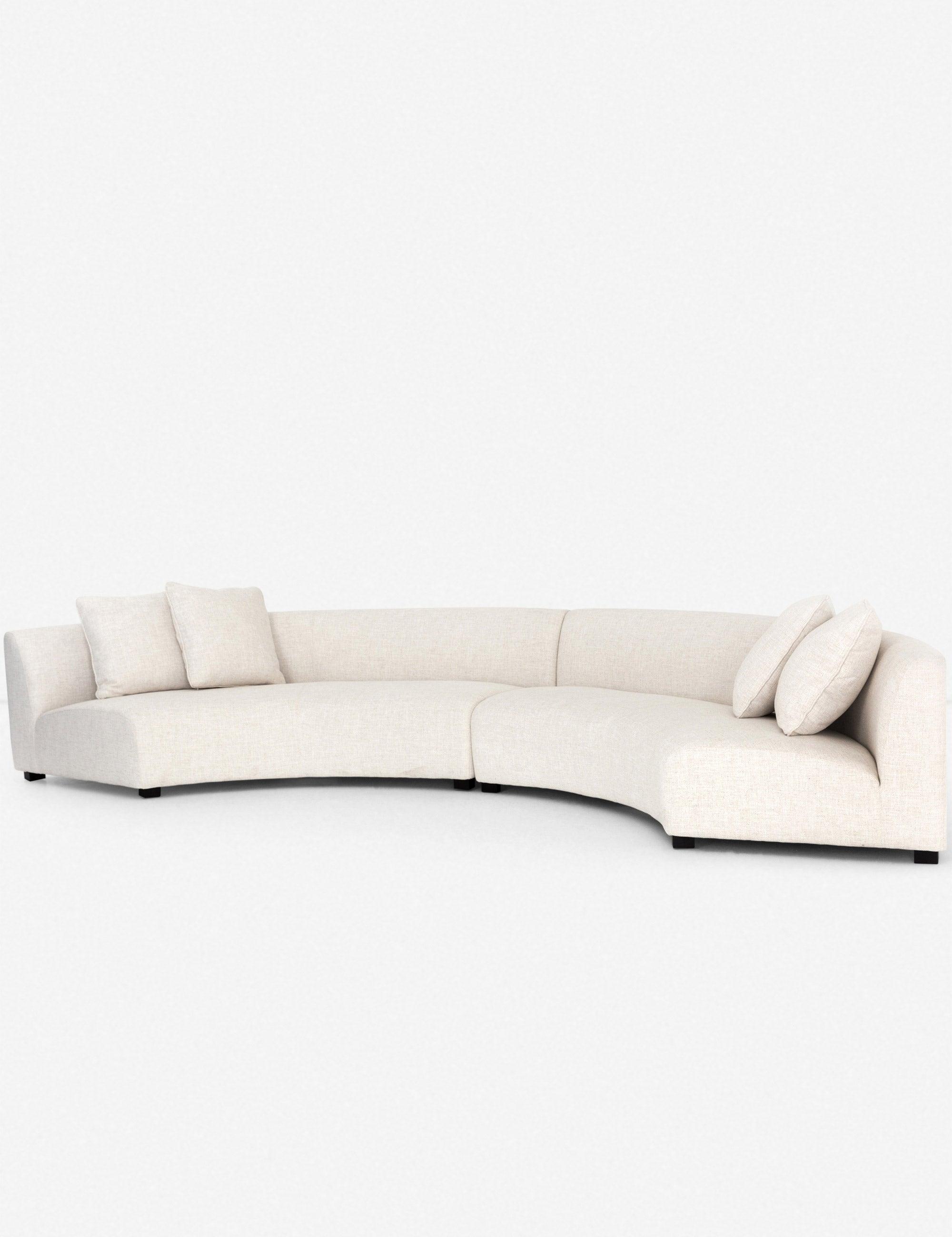 Saban 2-Piece Curved Sectional Sofa - Ivory Linen