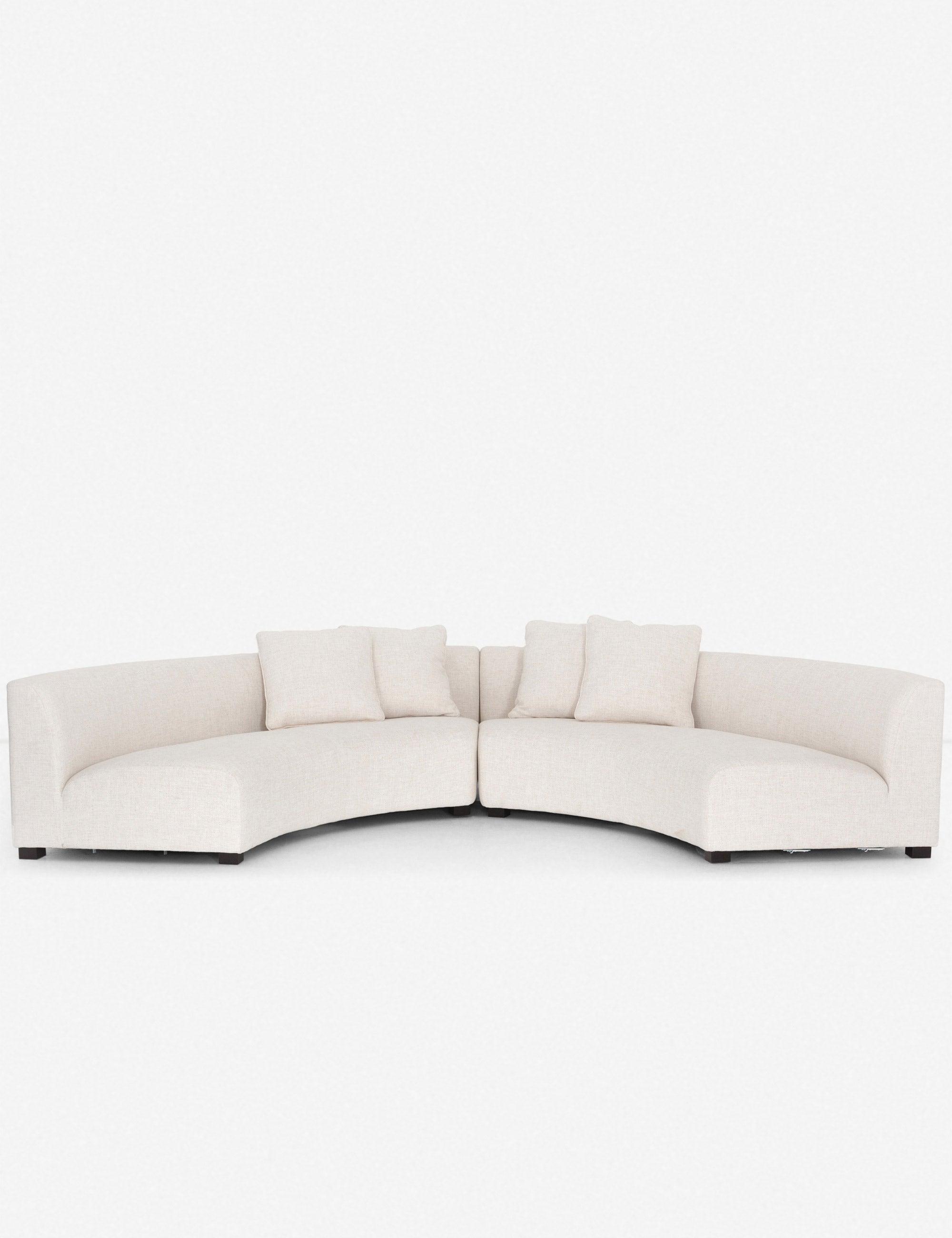 Saban 2-Piece Curved Sectional Sofa - Ivory Linen