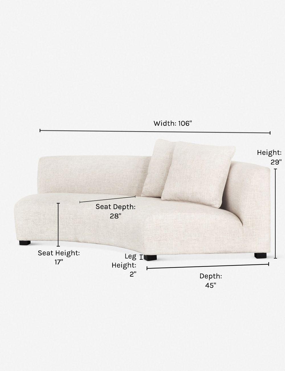 Dover Crescent Cream Linen-Blend 106" Right Arm Facing Sofa