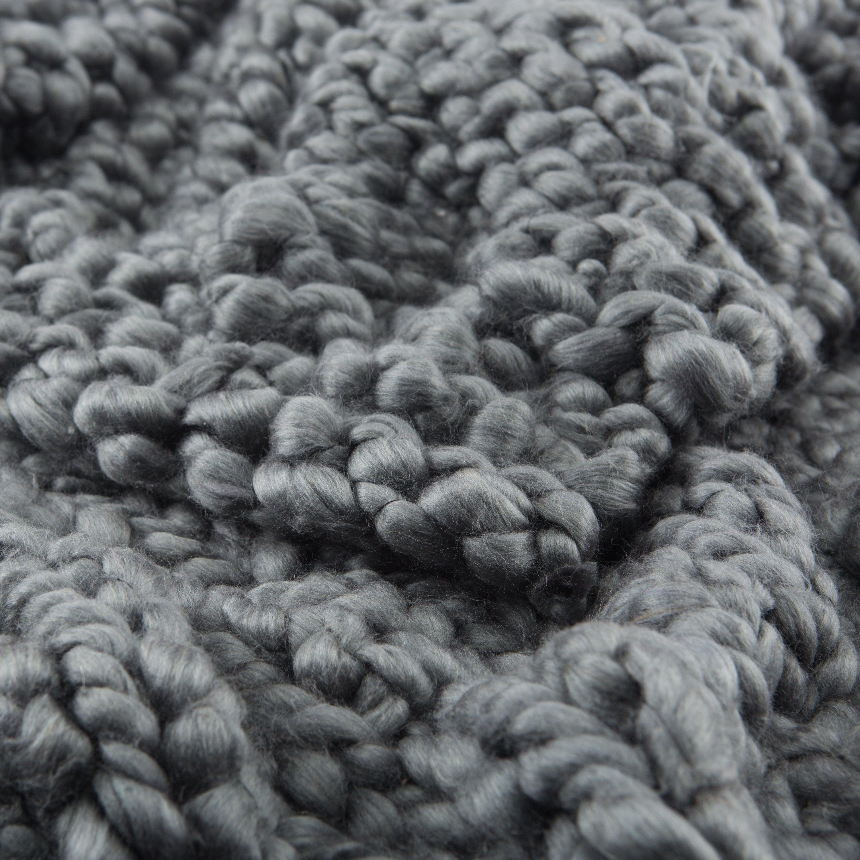 Ultra-Plush Nordic Hygge Knitted Throw Blanket - Flint Gray