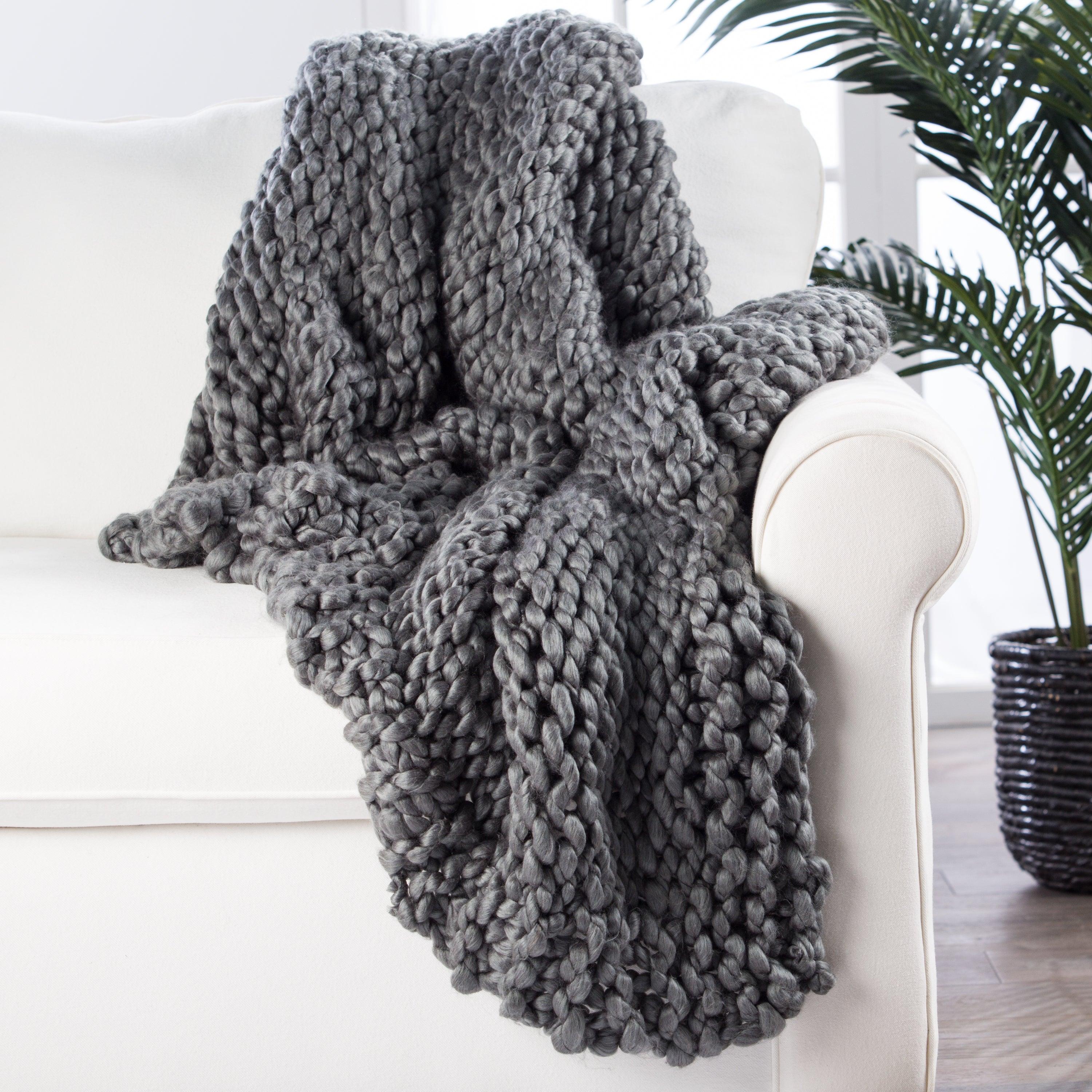 Ultra-Plush Nordic Hygge Knitted Throw Blanket - Flint Gray