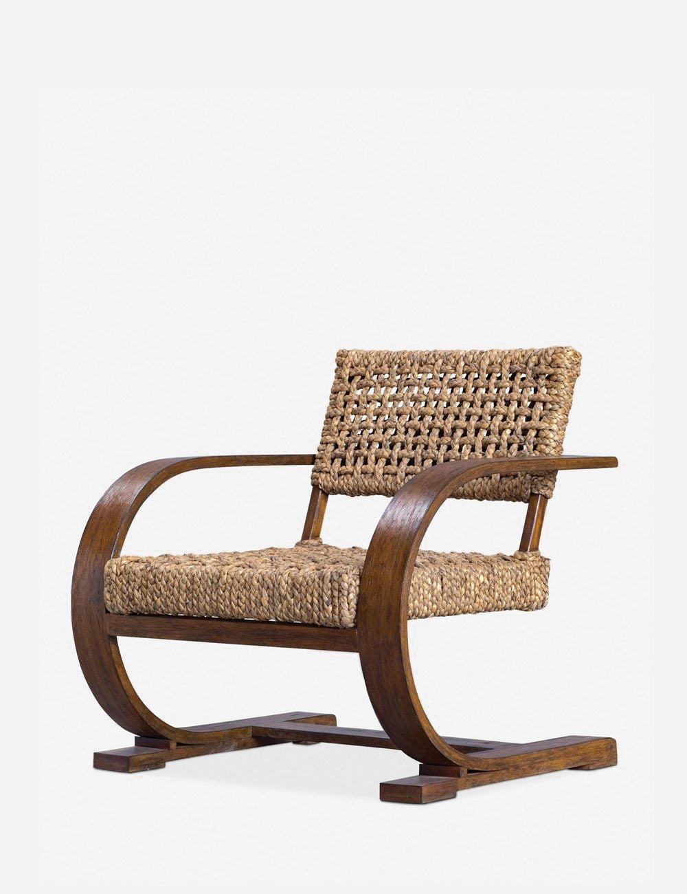 Rehema Natural Woven Banana Fiber and Solid Wood Accent Chair