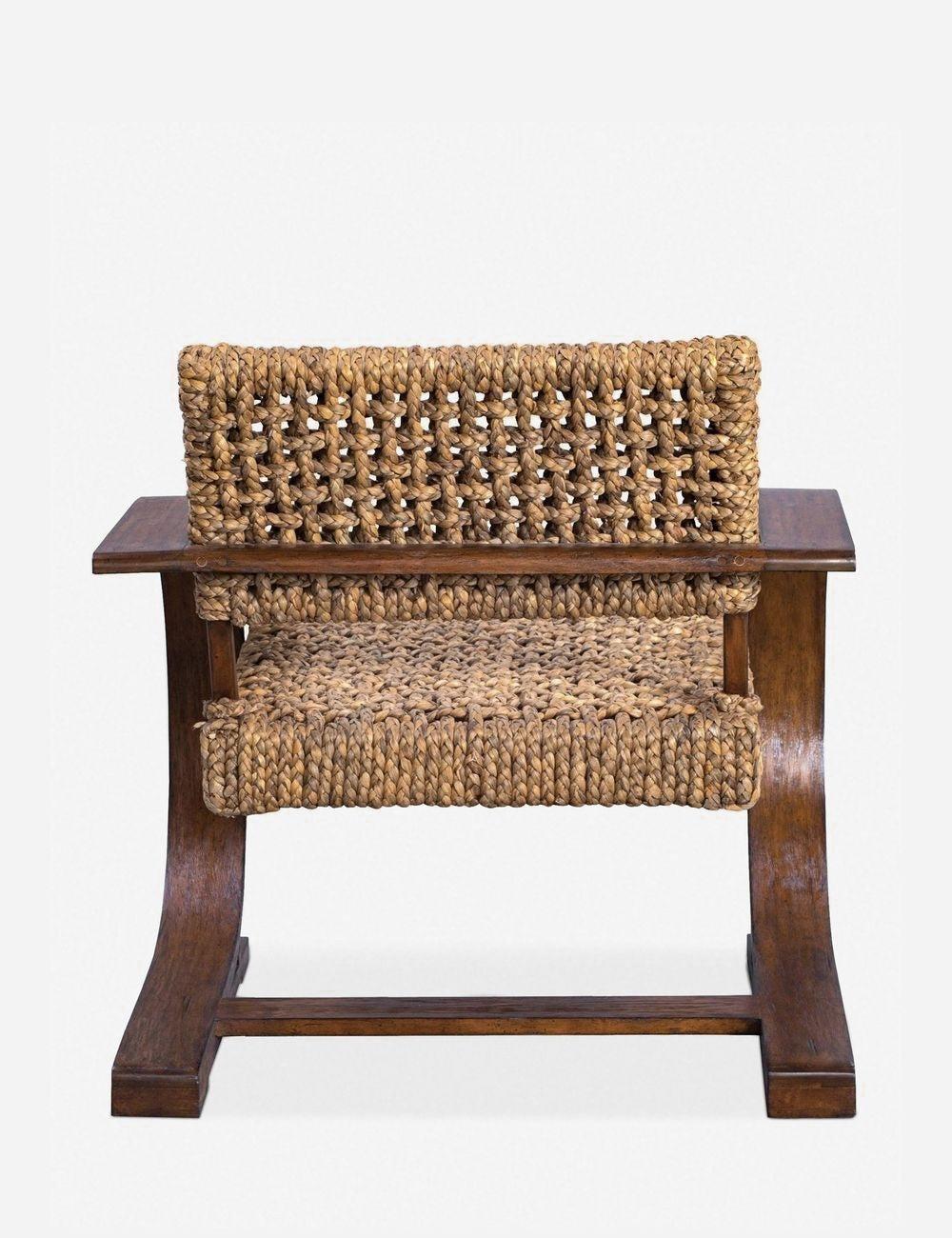 Rehema Natural Woven Banana Fiber and Solid Wood Accent Chair