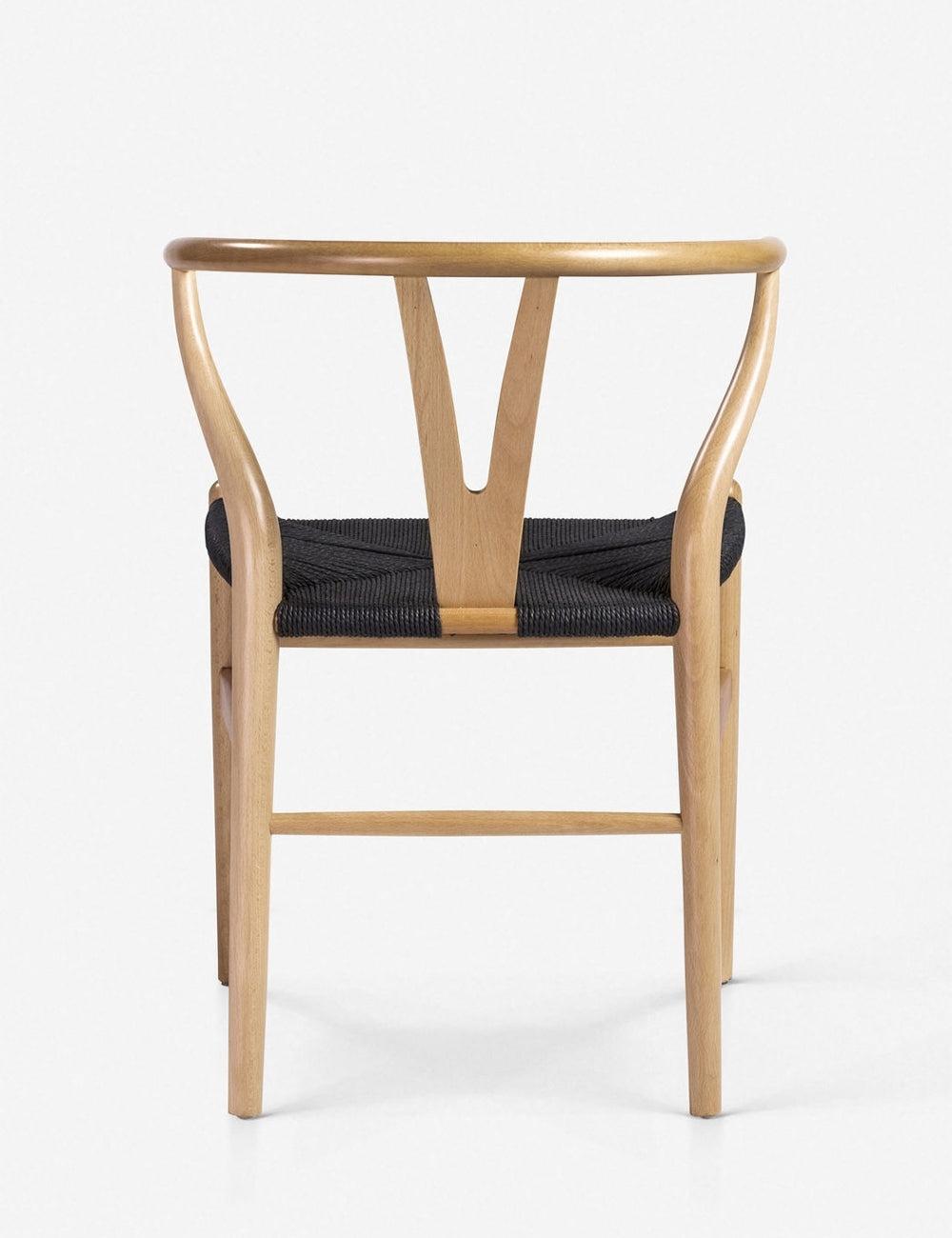 Evelina Natural Beech Wood and Black Rush Wishbone Side Chair