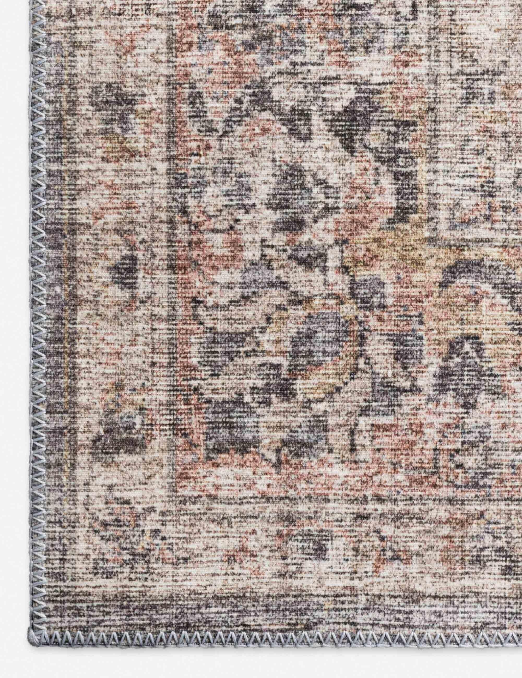 Vintage Inspired Grey and Apricot Oriental Area Rug - 5' x 7'