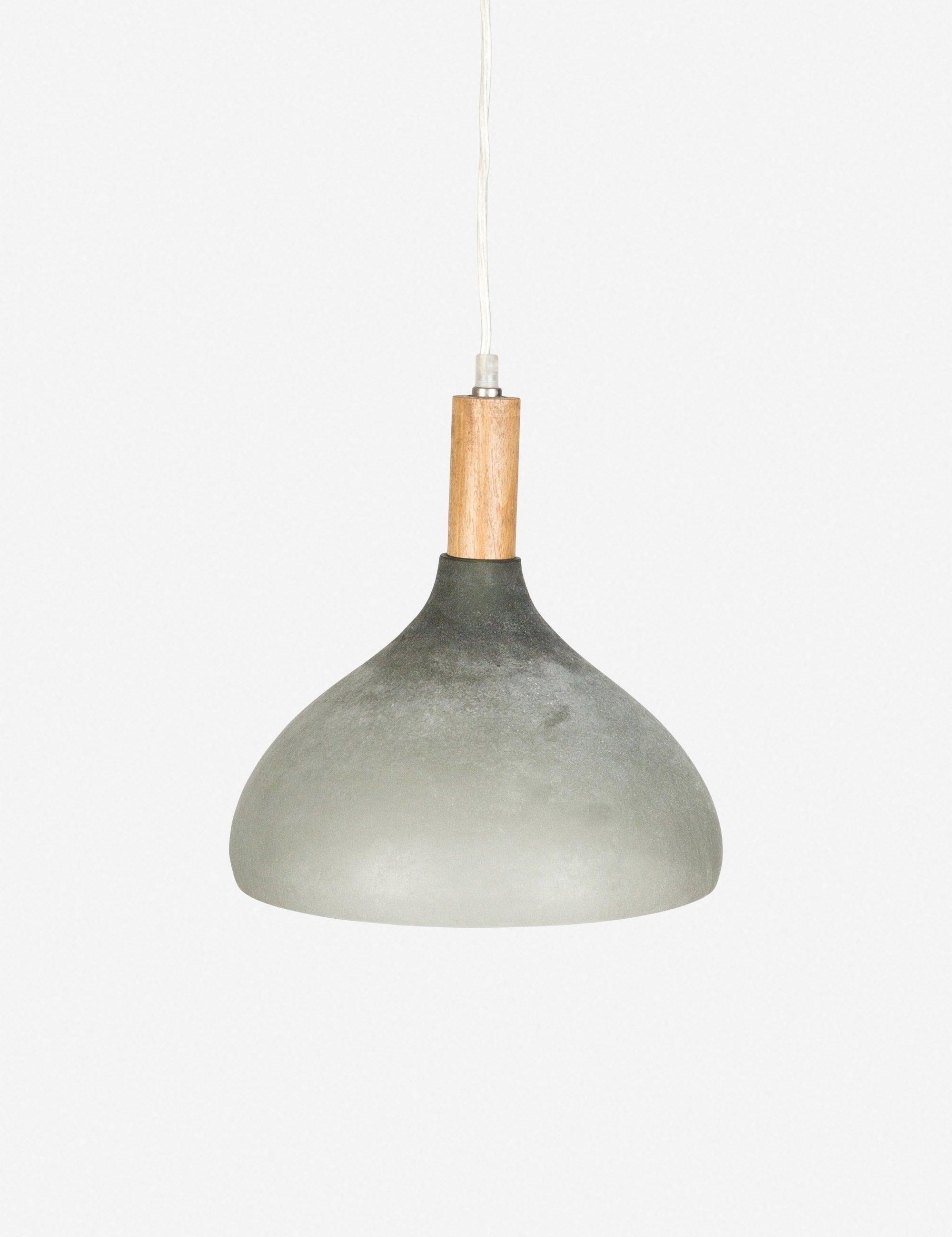 Island Elegance Light Gray Glass Bowl Pendant with Wooden Neck