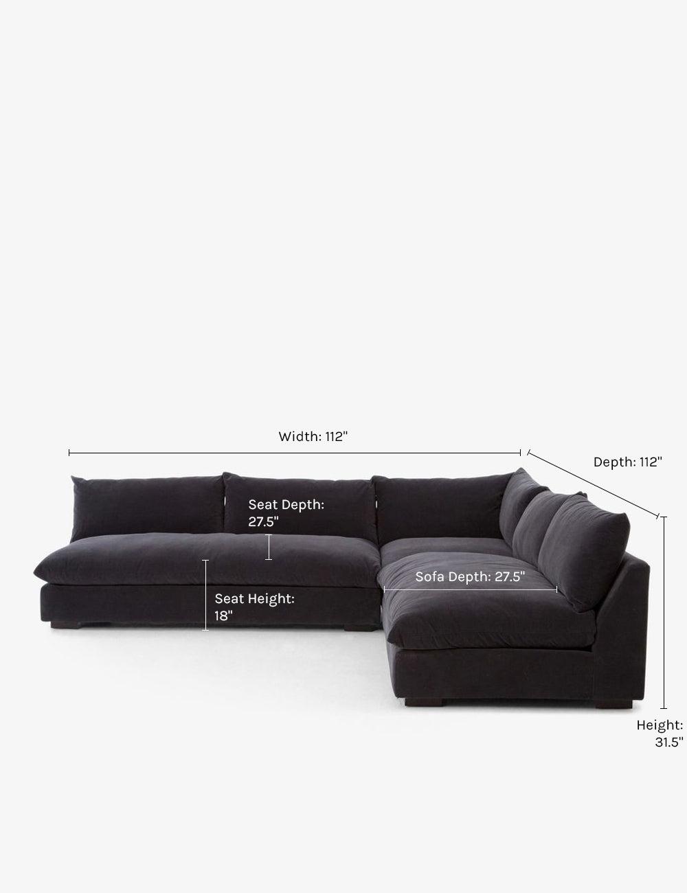 Decima Sectional Sofa - Charcoal Gray