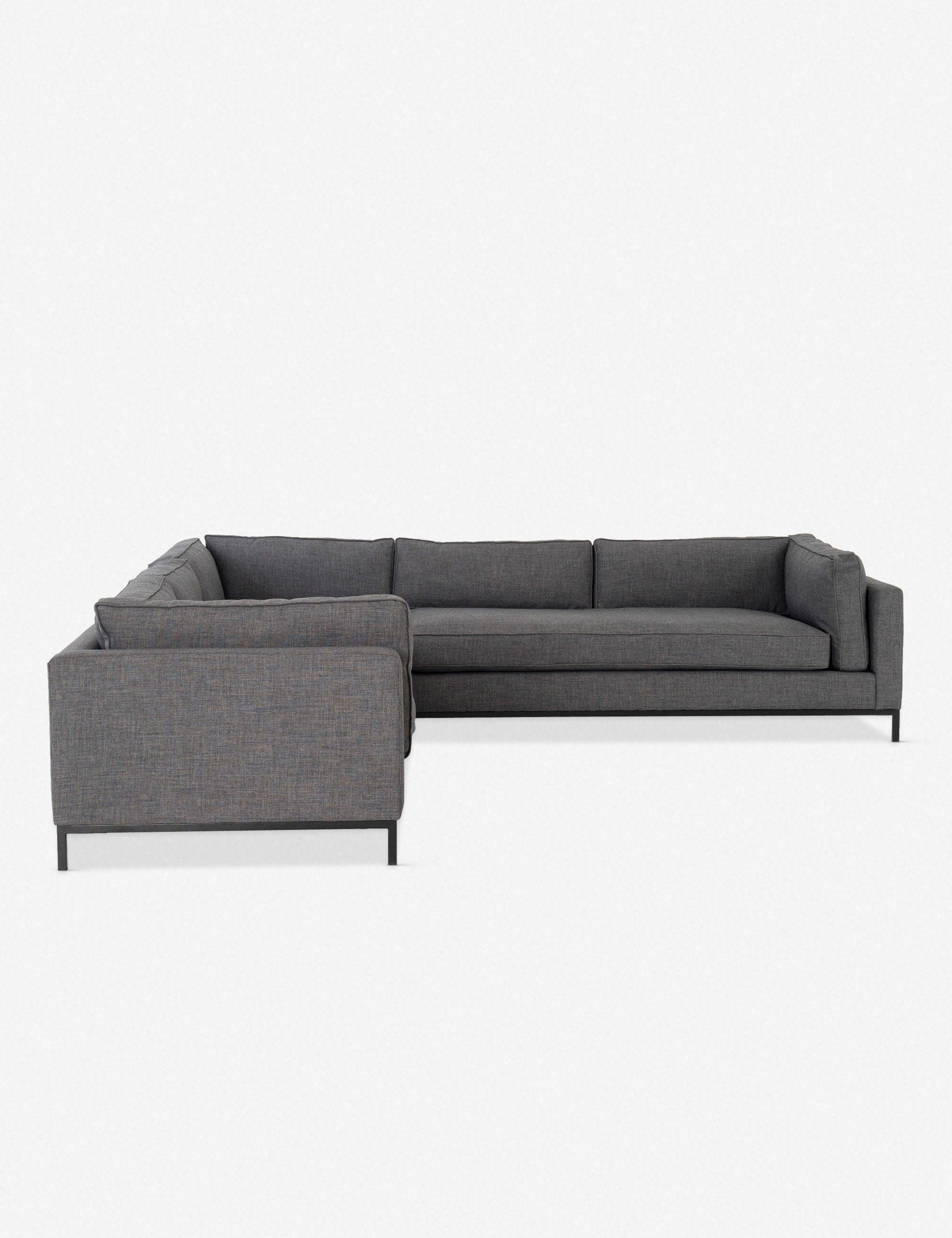 Bennett Charcoal 119'' Three-Piece Sectional Sofa with Track Arms