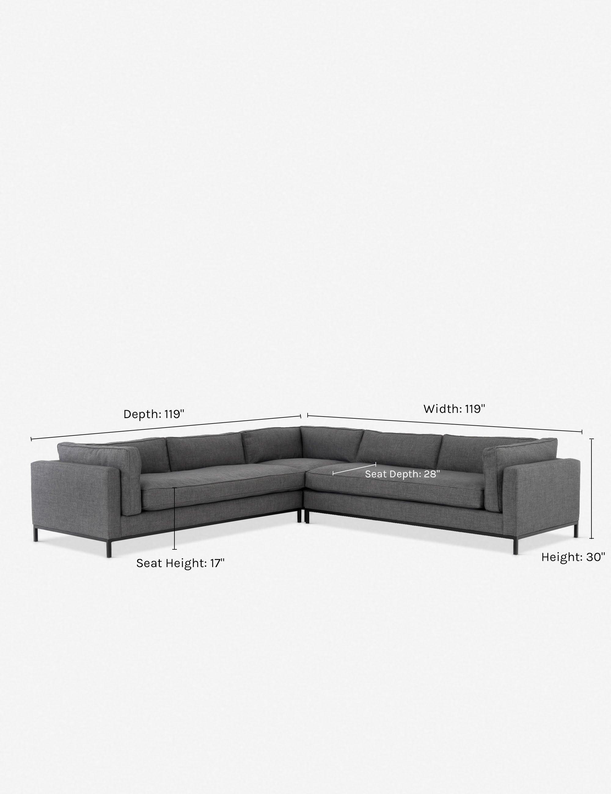 Fritzie Corner Sectional Sofa - Charcoal