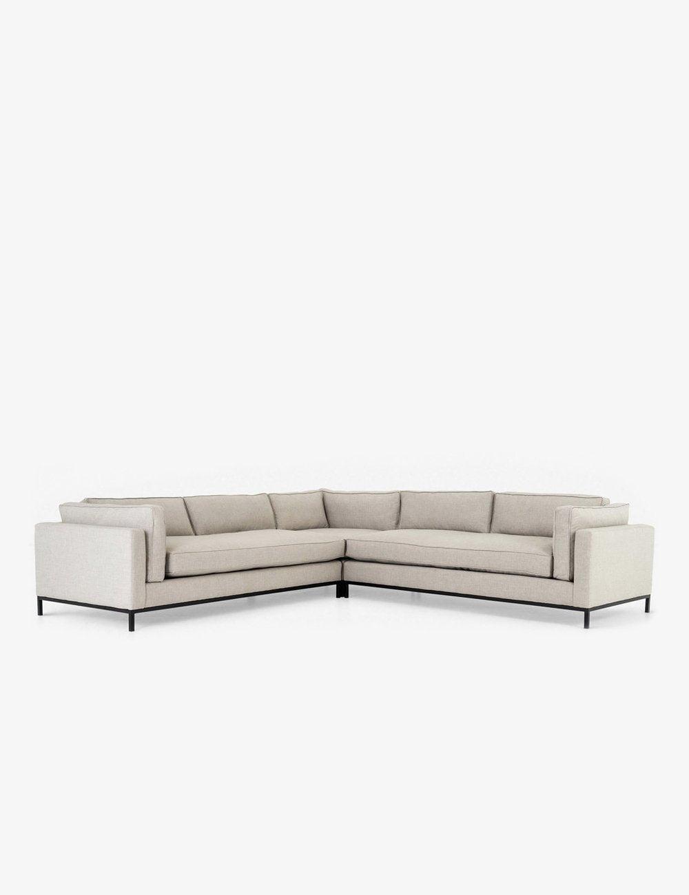 Bennett Moon Beige Fabric Three-Piece Sectional Sofa