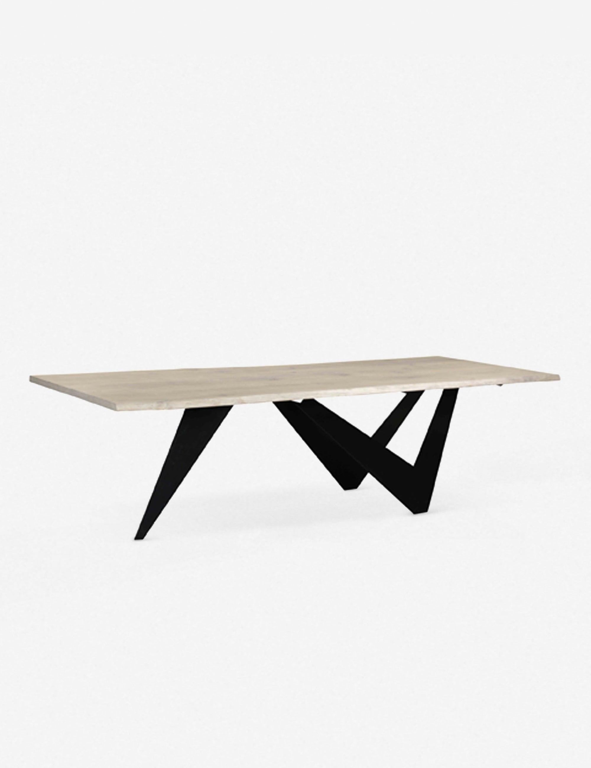 Contemporary Black and Gray Solid Oak Dining Table with Iron Base