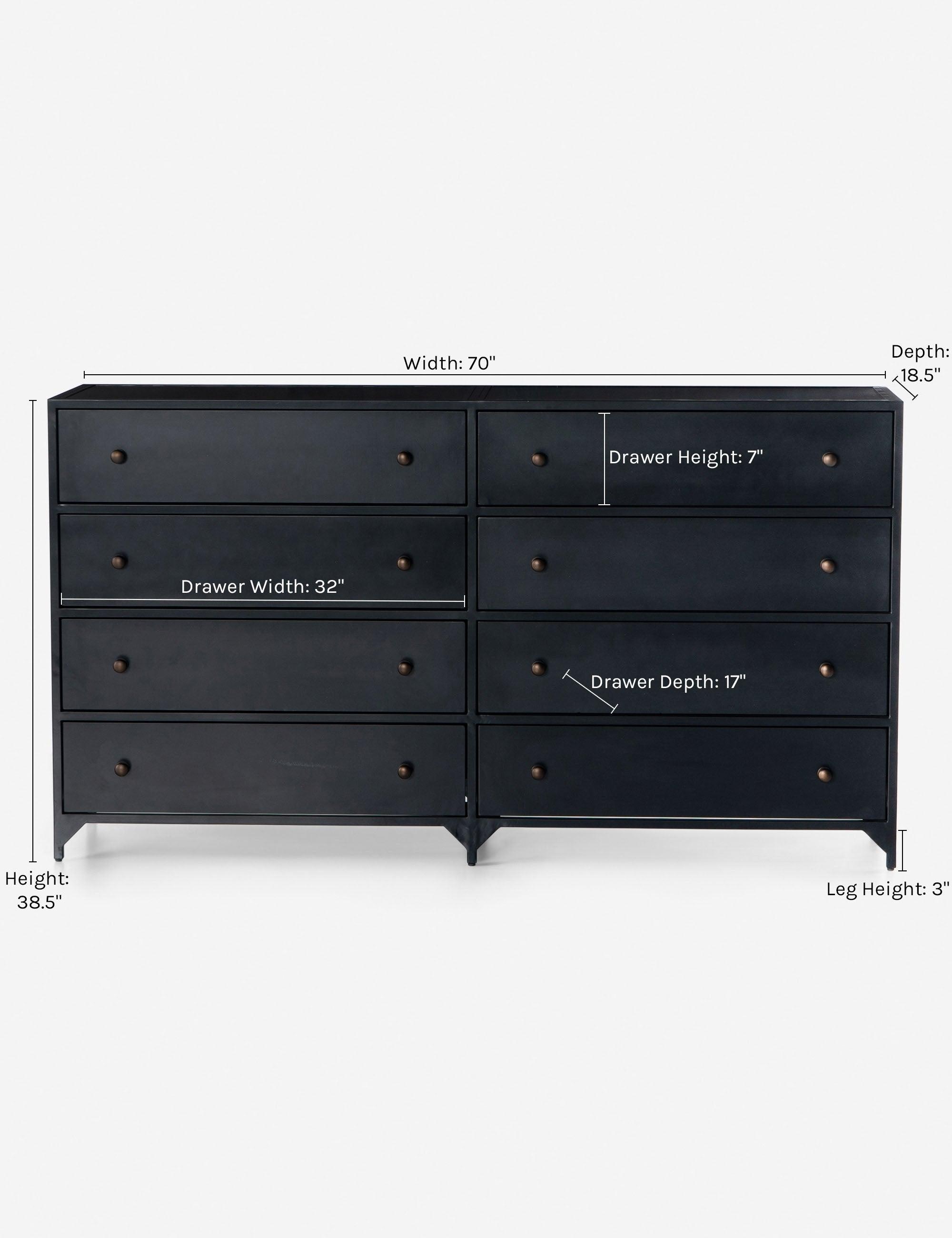 Belmont Classic Black Iron & Brass 8-Drawer Dresser