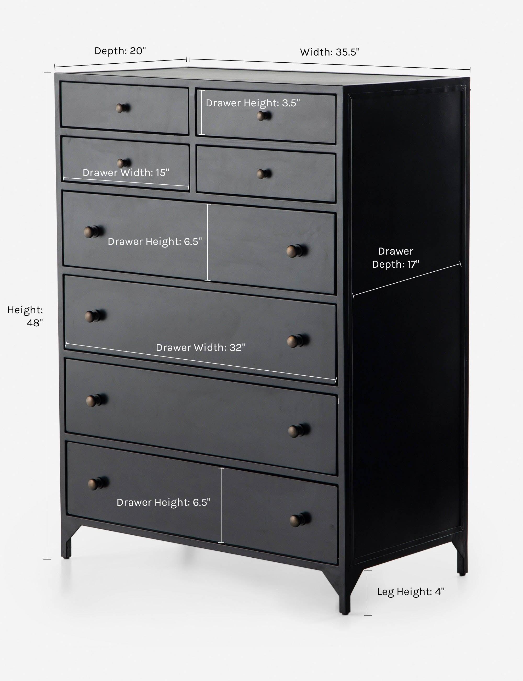 Belmont Industrial Black Iron 8-Drawer Tall Dresser