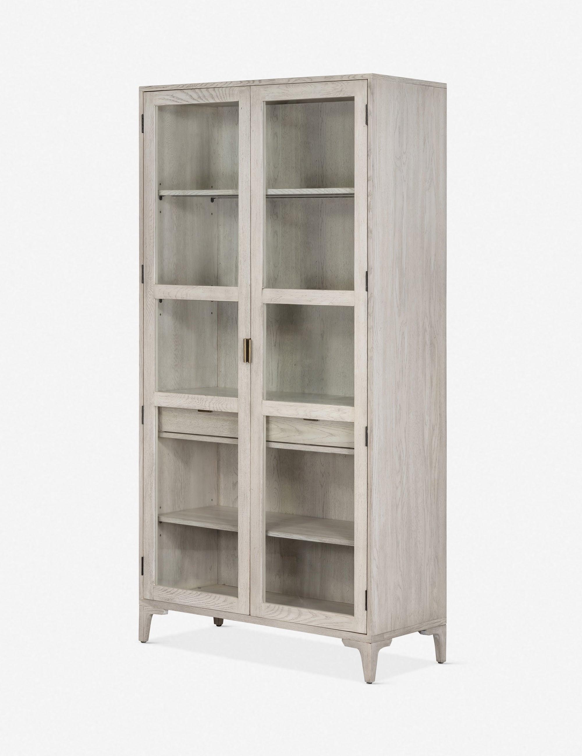 Modern Gray 40" Wide 2-Drawer Marble-Top Curio Cabinet