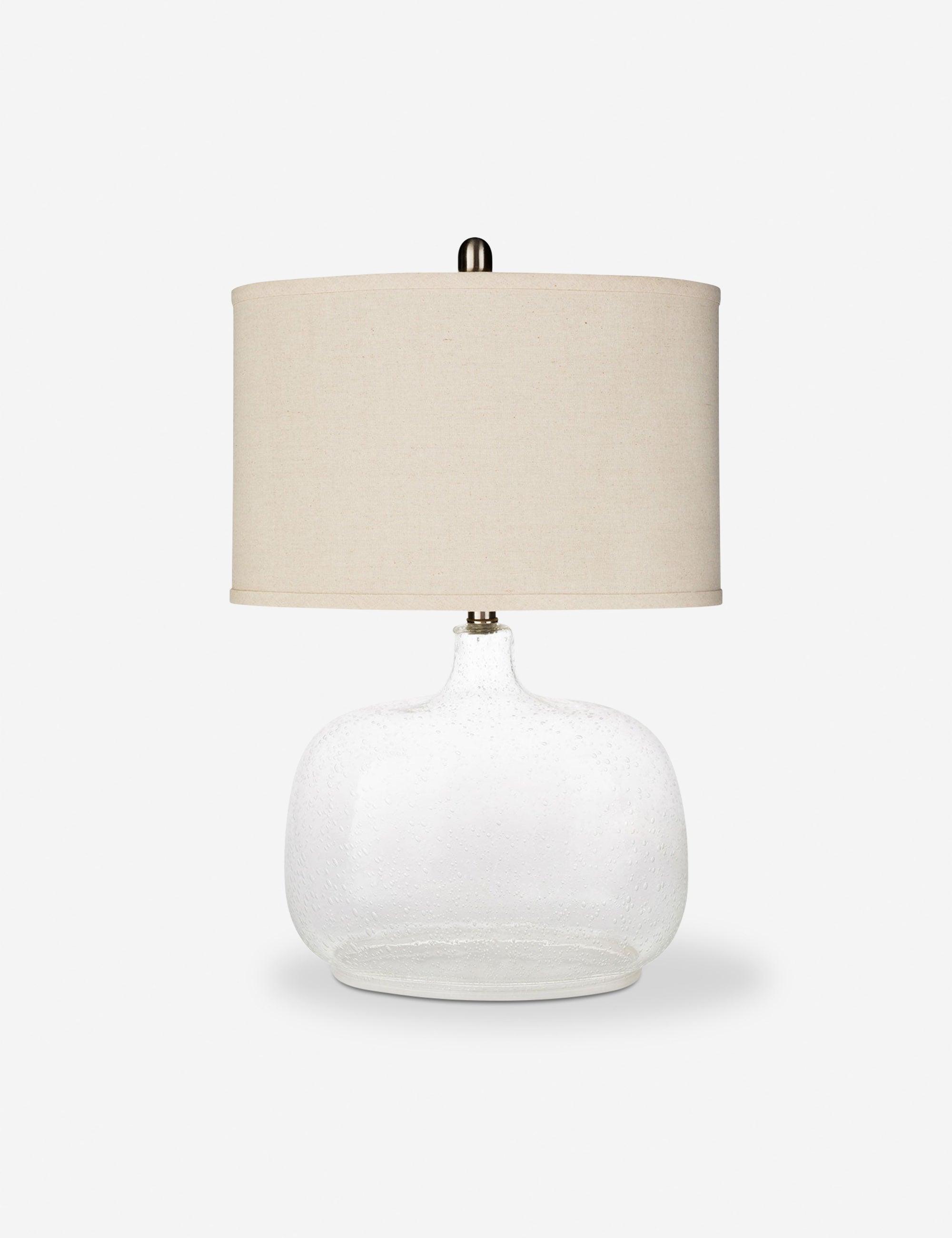 Bentley Moody Grey Glass Table Lamp with Beige Linen Shade