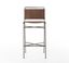 Distressed Brown Contemporary Leather Bar Stool with Metal Frame