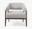 Gibson Silver Gray Leather and Wood Barrel Chair