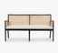 Cream Linen-Blend 63" Contemporary Cane Dining Bench