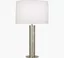 Ascot White Fabric Drum Shade Polished Nickel Table Lamp