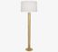 Sleek Modern Brass Metal Floor Lamp with White Fabric Shade