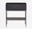 Contemporary Black 24" Modern Nightstand with Leather Pull