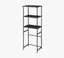 Sleek Black Steel and Ash Wood Kitchen Appliance Tower Rack