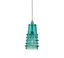 Lake Blue Glass Ribbon 1-Light Pendant with Silver Accents