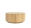 Natural Round Wood Grain Coffee Table with Wheels