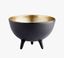 Inca Matte Black and Gold Aluminum Footed Bowl 11.5"