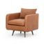 Haven Tobacco Top-Grain Leather Swivel Armchair with Solid Wood Legs