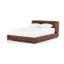 Vintage Tobacco Faux Leather King Platform Bed with Upholstered Headboard