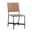 Elevated Black Iron Frame Dining Chair with Light Tan Woven Leather Seat